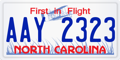 NC license plate AAY2323