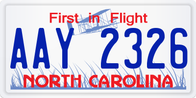 NC license plate AAY2326
