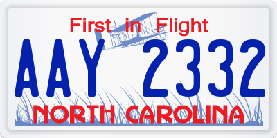 NC license plate AAY2332
