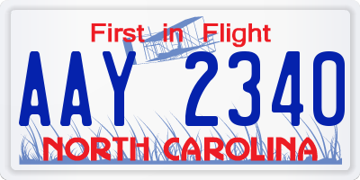 NC license plate AAY2340