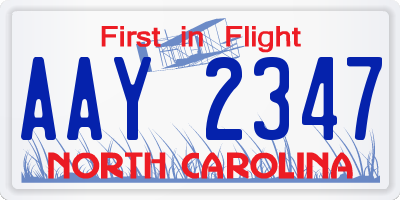 NC license plate AAY2347