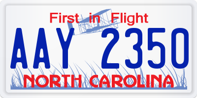 NC license plate AAY2350