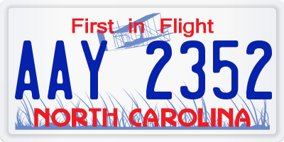 NC license plate AAY2352