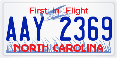 NC license plate AAY2369