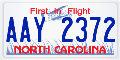 NC license plate AAY2372
