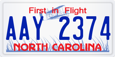 NC license plate AAY2374