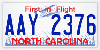 NC license plate AAY2376