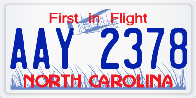 NC license plate AAY2378