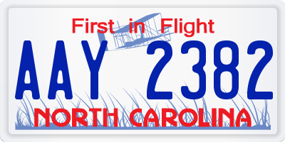 NC license plate AAY2382