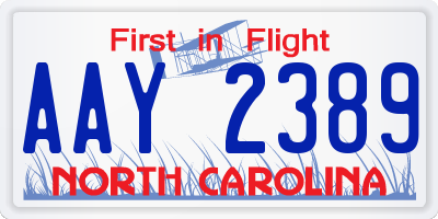 NC license plate AAY2389