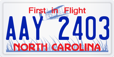 NC license plate AAY2403
