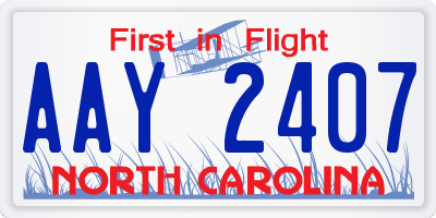 NC license plate AAY2407