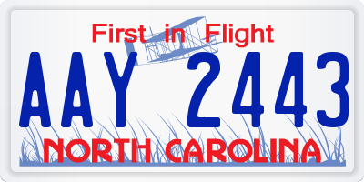 NC license plate AAY2443
