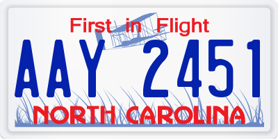 NC license plate AAY2451