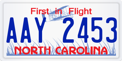 NC license plate AAY2453