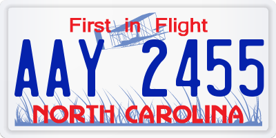 NC license plate AAY2455