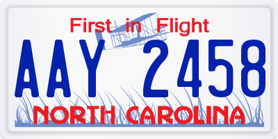 NC license plate AAY2458
