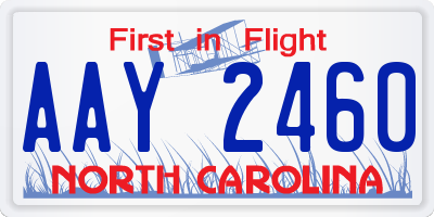 NC license plate AAY2460