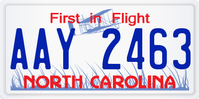 NC license plate AAY2463
