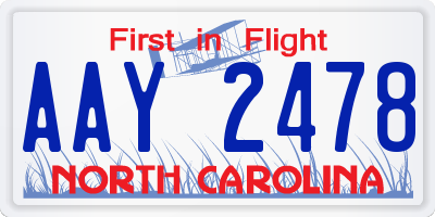 NC license plate AAY2478