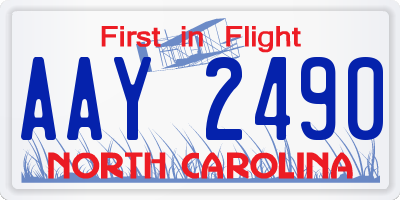 NC license plate AAY2490