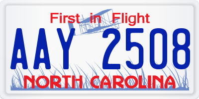 NC license plate AAY2508