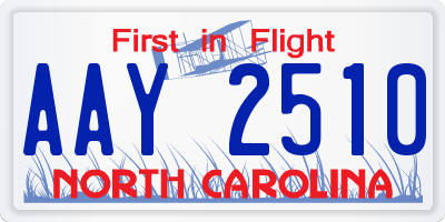 NC license plate AAY2510