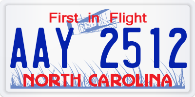 NC license plate AAY2512