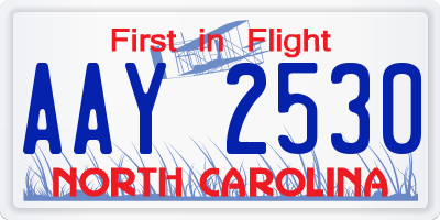 NC license plate AAY2530