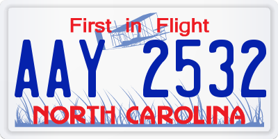 NC license plate AAY2532