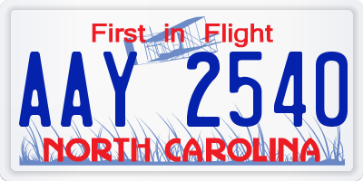 NC license plate AAY2540