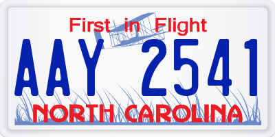 NC license plate AAY2541