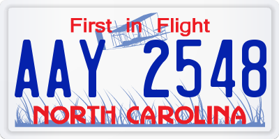 NC license plate AAY2548