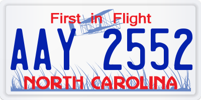 NC license plate AAY2552