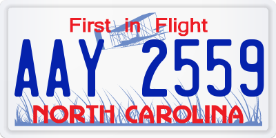 NC license plate AAY2559