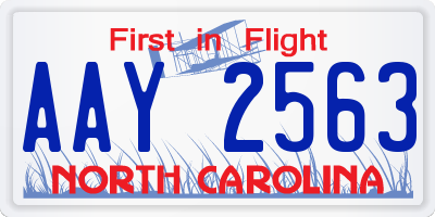 NC license plate AAY2563
