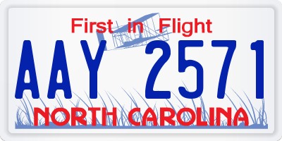 NC license plate AAY2571