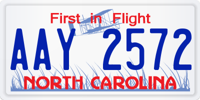 NC license plate AAY2572