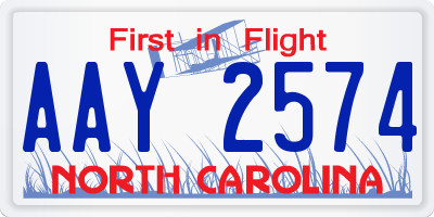 NC license plate AAY2574