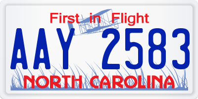 NC license plate AAY2583