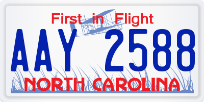 NC license plate AAY2588