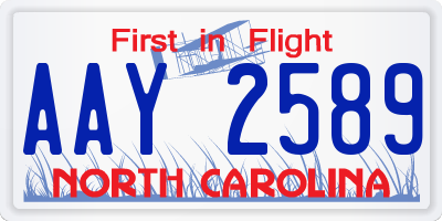 NC license plate AAY2589
