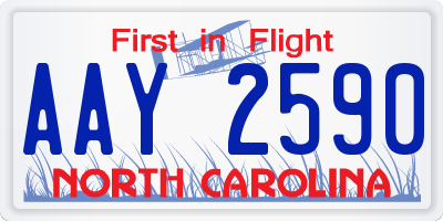 NC license plate AAY2590