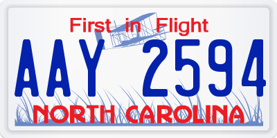 NC license plate AAY2594