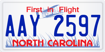 NC license plate AAY2597