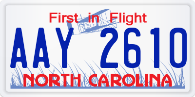 NC license plate AAY2610