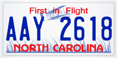 NC license plate AAY2618