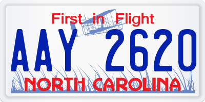 NC license plate AAY2620