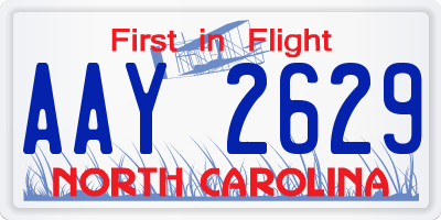 NC license plate AAY2629
