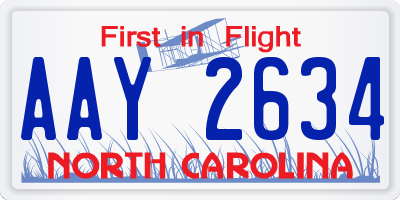 NC license plate AAY2634